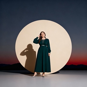 Robe Abaya élégante personnalisée avec strass thermocollants en polyester pour femmes musulmanes au Moyen-Orient, vente en gros - Product Image 1