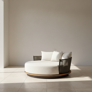 Meubles d'extérieur et d'intérieur modernes, canapé de <span class=keywords><strong>jardin</strong></span> pivotant pour 2 personnes avec coussins imperméables pour utilisation dans les cours d'hôtels - Product Image 3