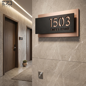 Support <span class=keywords><strong>de</strong></span> plaque signalétique en aluminium gravé au design moderne personnalisé EZD <span class=keywords><strong>pour</strong></span> plaques <span class=keywords><strong>de</strong></span> <span class=keywords><strong>nom</strong></span> murales et <span class=keywords><strong>de</strong></span> <span class=keywords><strong>porte</strong></span>, y compris plaque <span class=keywords><strong>de</strong></span> numéro <span class=keywords><strong>de</strong></span> maison en acrylique - Product Image 2