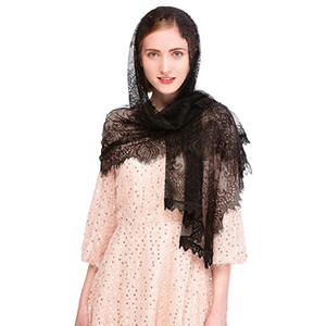 Noir et blanc femmes espagnol mantille Long voile catholique pour chapelle église châle tête couvrant écharpe masse châle et écharpes - Product Image 2
