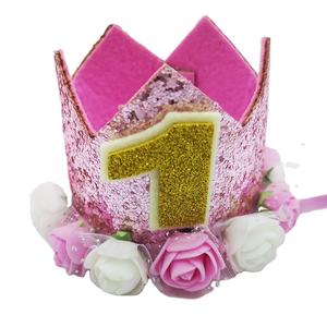 Cappello in feltro primo compleanno decorazioni per la prima volta per i regali della ragazza festa della corona rosa del bambino in oro rosa principessa di <span class=keywords><strong>un</strong></span> <span class=keywords><strong>anno</strong></span> - Product Image 1