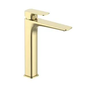 Phòng Tắm Rửa Lưu Vực Lỗ Duy Nhất Sàn Gắn Mặt Rửa Lưu Vực Brass Chải Vàng Vòi Nước