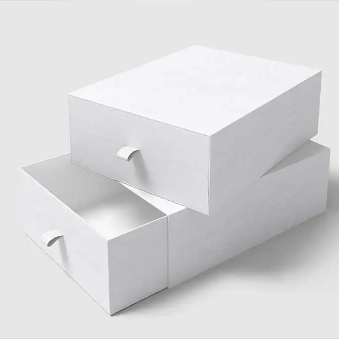 고급 브랜드 리본 풀 탭 상자 맞춤형 슬라이드 아웃 오픈 슬리브 상자 포장 보석 서랍 슬라이딩 선물 상자