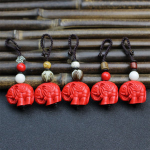 Red Elephant <b>Keychain</b> Wood Pendant Auspicious Design Portable Gift For Men And Couples - Product Image 2