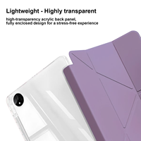 Étui de protection pliable 3+Y Origami pour Galaxy Tab, avec support multi-angles, dos en acrylique transparent, antichoc, Smart Folio