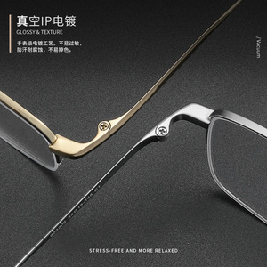 Monturas de Gafas de Titanio Puro Dexterous, Ultraligeras de 8g, Rectangulares Plateadas, Montura Completa para Hombre, Modelo 923205 - Product Image 4