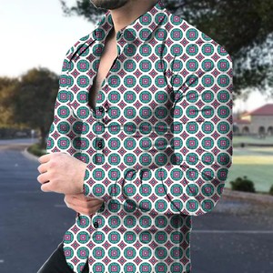 Nouvelle arrivée, <span class=keywords><strong>chemise</strong></span> décontractée professionnelle à manches longues pour homme, col rabattu, <span class=keywords><strong>imprimé</strong></span> <span class=keywords><strong>floral</strong></span>, XL, 100% polyester - Product Image 2