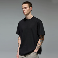 T-shirt pour homme de luxe surdimensionné 280 GSM, coupe ample, impression personnalisée en silicone, 100% coton lourd