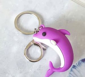 Wholesale Cute <b>Cartoon</b> Rubber Dolphin Keychain Marine Animal Pendant Student <b>Backpack</b> Decoration Car Keychain - Product Image 3