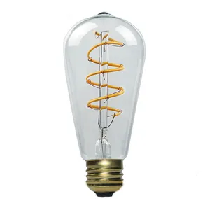 Bulk Sell Vintage Glass Curved Filament Led Light, Promotion Decorative 360 Degree Vintage Bulb Lights ST64 4W AC 110V 220V