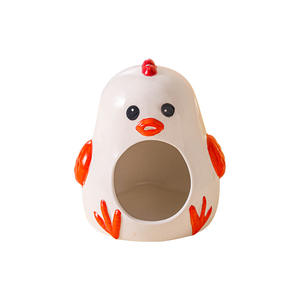 햄스터 드워프 기니피그 애완 동물을위한 여름 냉각 세라믹 둥지 숨기기 침대 애완 동물을위한 황금 단색 패턴 - Product Image 5