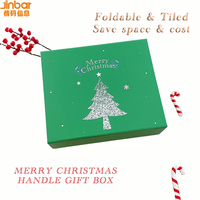 Boîtes cadeaux de Noël en gros Jinbar, boîtes cadeaux pour vêtements et cosmétiques, boîtes magnétiques avec poignée en PU, boîtes à vêtements double face