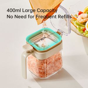 Kitchen Cooking 400ml Herb <b>Spices</b> Storage <b>Jar</b> Glass Salt Pepper <b>Spice</b> <b>Jars</b> Set with Spoons and Built in Component - Product Image 5