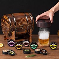 Kit de fumage électrique pour whisky, ensemble d'outils de bar, coffret en bois brûlé (Brevet en instance), rechargeable, 8 saveurs, copeaux de bois, style Old Fashioned