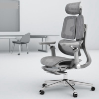 Chaise de bureau ergonomique moderne en maille avec accoudoirs réglables, appui-tête, dossier et siège rotatif à 360° pour bureau et salon