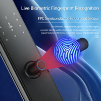 Nouvelle conception 2026 – Serrure de porte électrique en aluminium avec empreinte digitale, contrôle à distance via l'application Tuya TTlock, carte mémoire et poignée