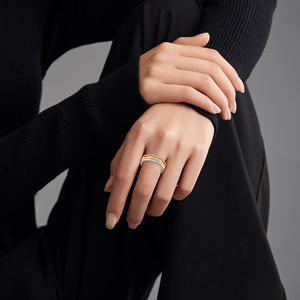 18K vàng mạ CZ Đá Trio màu Stack Nhẫn cưới sets đối với phụ nữ kim cương trang sức từ Trung Quốc Nhà máy cung cấp bên Quà Tặng - Product Image 5