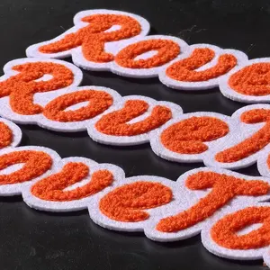 Custom Brand Chenille Embroidered Letter Patches High Quality Towel Embroidery Iron On Badges For Sweaters