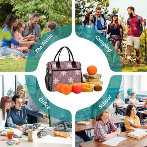 Hawaiian Tiare Flower Lunch Tote Zipper Closure Reusable Cooler Tote Leakproof Lunch Bag with Adjustable Shoulder Strap - Product Image 6
