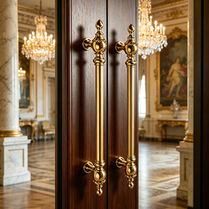 Manijas de Puerta de Entrada de Cobre de Lujo para Puertas de Vidrio, Puertas con Marco de Madera, Manija Larga para Puerta - Product Image 3
