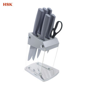 طقم سكاكين مطبخ ستانلس ستيل جديد ورائج لعام <span class=keywords><strong>2026</strong></span>، مكون من ست قطع مع حامل، مصنوع من حجر المايفان - Product Image 2