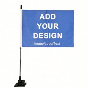 ธงติดฝากระโปรงรถยนต์แบบกำหนดเอง เป็นมิตรกับสิ่งแวดล้อม ทำจากโพลีเอสเตอร์ พิมพ์สองด้าน พร้อมคลิปหนีบกระจกรถยนต์ ดีไซน์เสาพลาสติก - Product Image 1