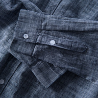 Kemeja Katun Slub Trendy dengan Satu Saku, Ringan Kasual Kancing Depan untuk Pria, Cocok untuk Kerja dan Kegunaan Sehari-hari