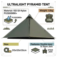 Tente pyramidale ultralégère à prix d'usine avec cheminée, en Silnylon 15D, tente chaude 4 saisons pour le backpacking, MOQ 1 pièce, Tipi