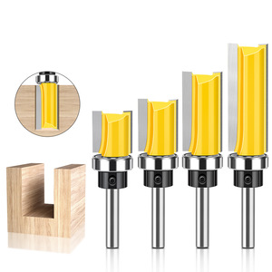 8mm tige 1/2 "largeur Cutter carbure pointe modèle roulement supérieur garniture affleurante motif routeur Bits ensemble adapté pour le rainurage du bois - Product Image 1