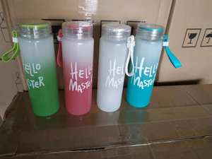 Colorato lettera bottiglia di acqua di vetro <span class=keywords><strong>con</strong></span> copertura del panno glassato bottiglia di vetro portatile bere tazza - Product Image 3