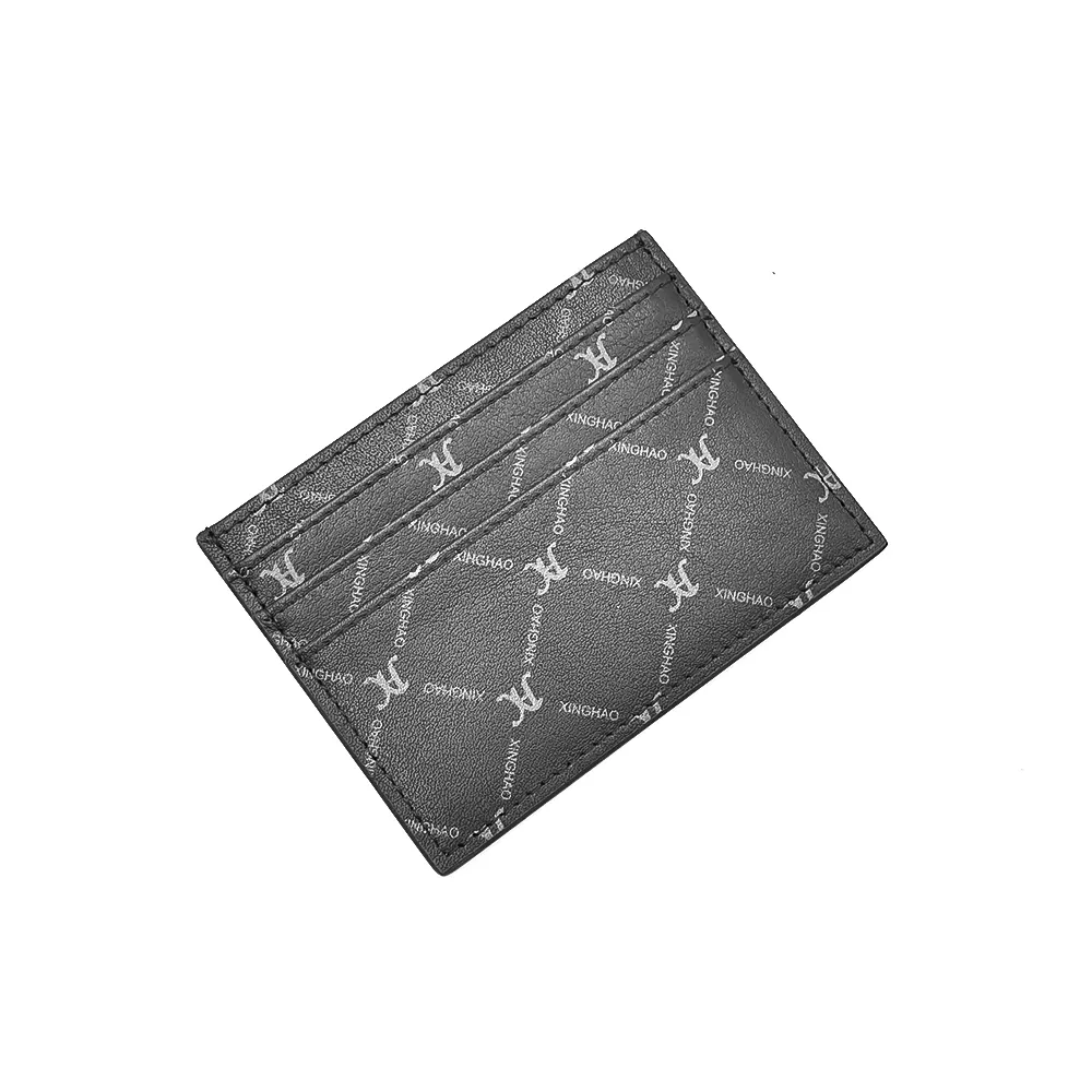 Portefeuille en cuir véritable durable Mini porte-cartes en cuir véritable Porte-cartes de visite multifonction avec logo personnalisé