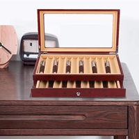 Boîte de présentation pour stylos en bois à 2 niveaux Boîte de rangement pour stylos à 23 fentes Boîte de collection pour stylos plumes de luxe avec couvercle pour magasin ou maison, rouge