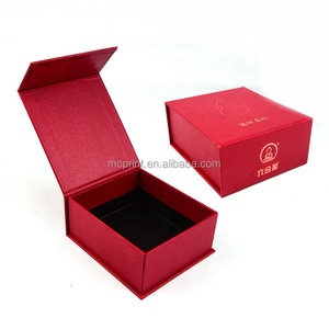 Handmade book shaped <strong>gold</strong> logo jewelry gift cardboard paper red packaging <strong>box</strong> with magnet - Product Image 1
