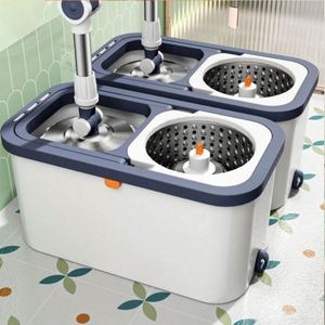 Household Double Drive Rotary Portable Clean 360 Degree Rotating <b>Mop</b> with Microfiber <b>Mop</b> Head Self-Wringer Extendable <b>Handle</b> - Product Image 3