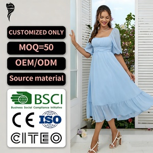 Robe décontractée en mousseline de soie à volants, coupe ajustée, élégante, nouvelle collection, haute qualité, coupe irrégulière, pour l'été - Product Image 1