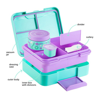 Boîte à lunch mignonne, sans BPA, en PP, acier inoxydable et silicone, style sac à main, double niveau, 3 compartiments, étanche et écologique