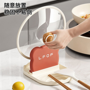 Lfof Pot Lid Rack With Spoon Spatula <b>Storage</b> <b>Kitchen</b> Countertop Draining Rack Multifunctional Oval Design - Product Image 2