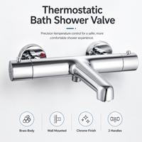 Robinet de douche thermostatique mural à double poignée en laiton chromé, mitigeur de bain anti-brûlure, vente en gros, fourniture d'usine OEM