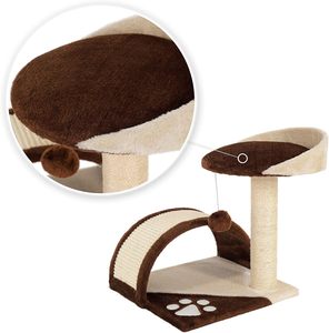 Phong Cách Cổ Điển Nhỏ Màu Nâu Trong Nhà Mèo Tree & Scratcher Gỗ Và Giấy Chấ<span class=keywords><strong>t</strong></span> Liệu Cho Mèo Thoải Mái & Chơi Đóng Gói Trong Thùng Carton - Product Image 4