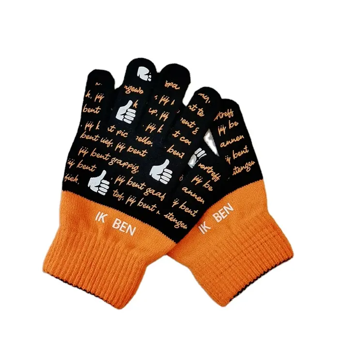 Оптовая продажа, акриловые перчатки на заказ, вязаные перчатки с флисовой подкладкой, рукавицы для сенсорного экрана, печать логотипа, низкий минимальный заказ, собственный логотип