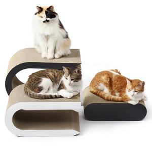 Stijlvolle U-vormige 3-in-1 design multifunctionele kartonnen krabpaal kattenmeubilair - Product Image 2