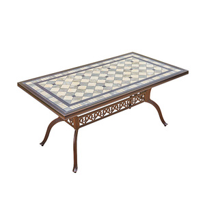 Cast Aluminum Outdoor <b>Table</b> With Tile Top Traditional Garden Furniture For Patio Deck <b>Balcony</b> - Product Image 1