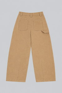 Vintage Washed <strong>Khaki</strong> <strong>Women</strong> Carpenter <strong>Cargo</strong> High Waist Multi Pocket Wide Leg Canvas Trousers Loose Baggy Workwear Ladies <strong>Pants</strong> - Product Image 4