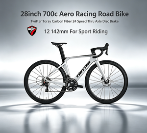 Bicicleta de Carretera Aero Racing de 28 Pulgadas <span class=keywords><strong>700c</strong></span>, Twitter, Fibra de Carbono Toray, 24 Velocidades, Eje Pasante, Freno de Disco 12/142mm, para Ciclismo Deportivo - Product Image 1