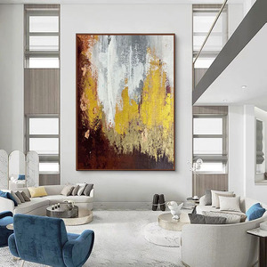 Handmade sơn dầu trừu tượng hiện đại vàng màu xám đỏ kết cấu nghệ thuật làm việc vải sơn trang trí phòng khách - Product Image 6