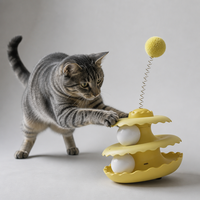 Menara Mainan Kucing Roly-Poly dengan Pemutar Bola Berlekuk, Mainan Bola Penggoda TPR untuk Kucing di Dalam Ruangan, Mainan Bola Bergulir Interaktif