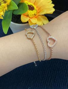 Women's 925 Silver Gold-Plated Triple Heart Bracelet, Stackable for Daily Commute, Dates and Parties - Product Image 1