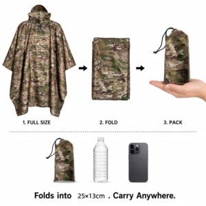 Impermeabile Multifunzionale Tre-in-Uno per Esterni: Tenda, Escursionismo, Alpinismo, Campeggio - Mantella/Impermeabile Compatto in PU - Product Image 6