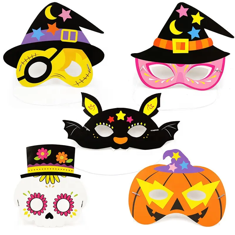 Wholesale High Quality Stylish Party Cartoon Pattern Cardboard Children Face Mask Creative Halloween Masks