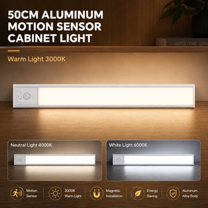 Lampe LED rechargeable pour armoire avec détecteur de mouvement, sans fil, moderne, éclairage de cuisine, type C USB, lampe de placard, 3 températures de couleur - Product Image 1